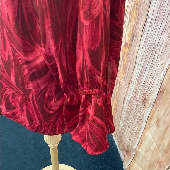 Halston  Size XL Pink Ruffled Blouse‎ with Mandarin Collar and Puff Sleeves - Picture 6 of 7